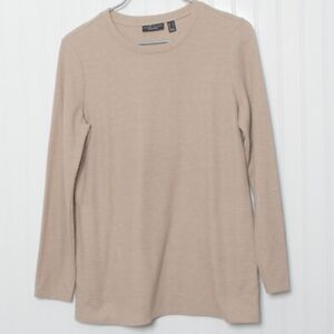 Susan Graver Lightweight Knit Tunic Top - Neutral Beige